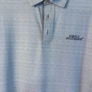 Simply Southern Men's Polo Shirt - Light Gray Stripes